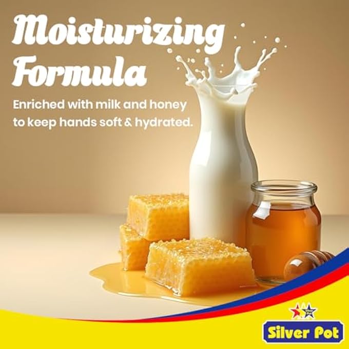 Silver Pot MILK & HONEY HAND WASH  400ML  GENTLE HYDRATING FORMULA WITH SOOTHING MILK & HONEY SCENT, EFFECTIVE GERM PROTECTION, AND DAILY CARE - Image 3